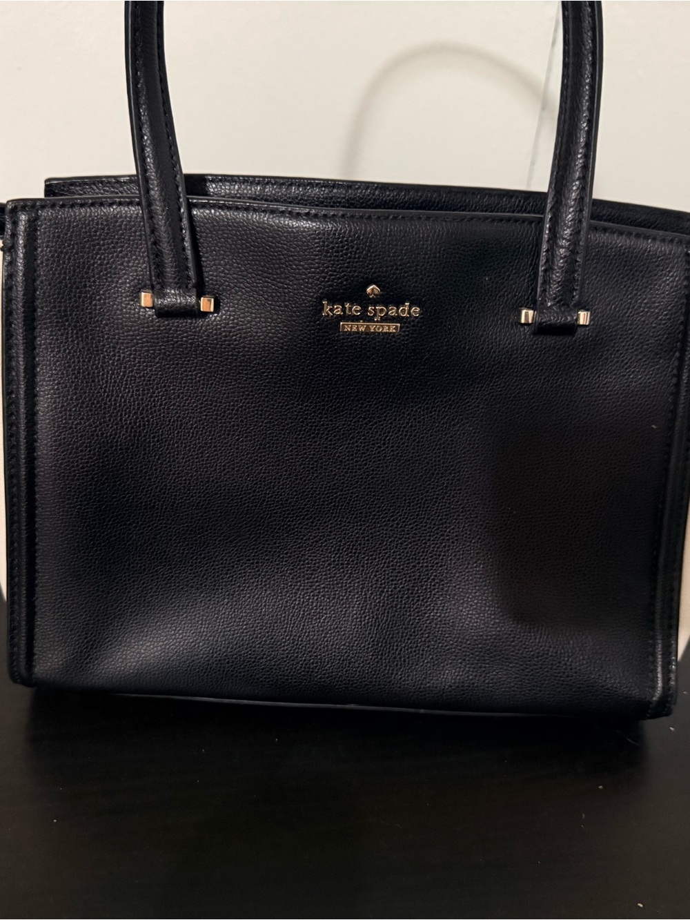 kate spade Black Leather Satchel with Gold Hardware